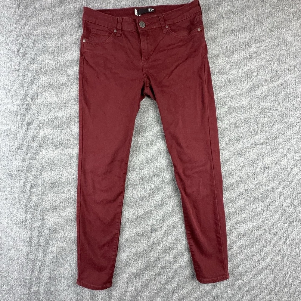 KUT From The Kloth Donna Ankle Skinny Jeans Womens 4 Red Mid Rise Stretch Denim
